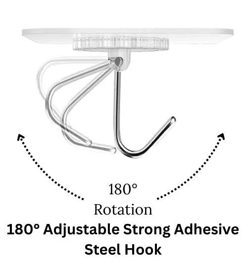 10 - Pieces 180 Degrees Adhesive Wall Hooks