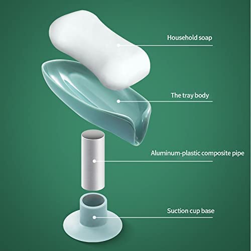 Leaf Shaped Self-Draining Soap Holder with Suction Cup-.g