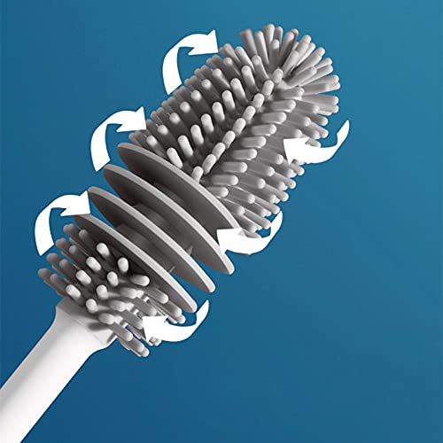 Bottle Cleaning Brush Combo- 2 long silicone brush + 2 bottle lid cleaning brush .g