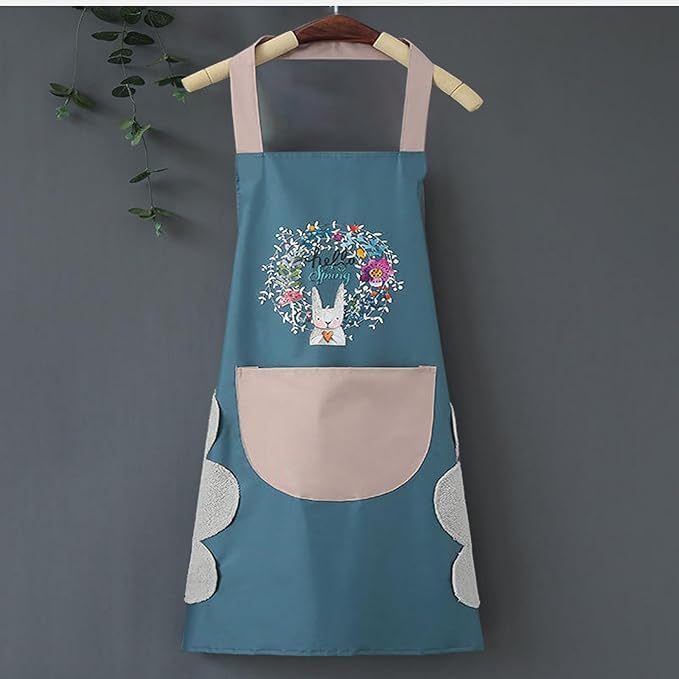 Kitchen Apron with Hand-Wiping, Waterproof & Big Front Pocket