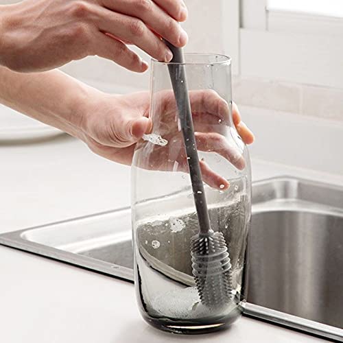 Bottle Cleaning Brush Combo- 2 long silicone brush + 2 bottle lid cleaning brush .g