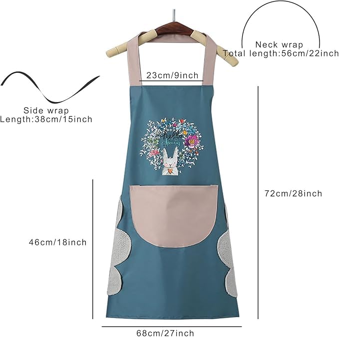 Kitchen Apron with Hand-Wiping, Waterproof & Big Front Pocket