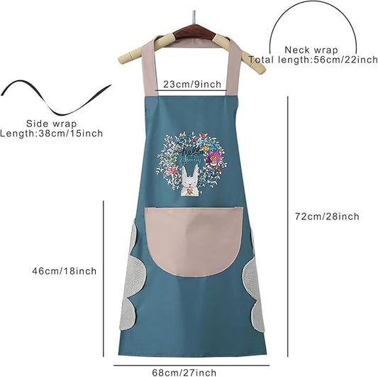 Hand-Wiping Waterproof Kitchen Apron with Big Front Pocket .G