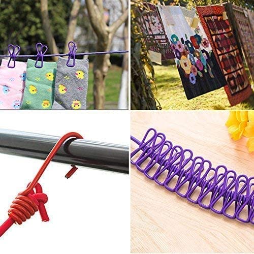 Cloth Drying Rope -with attached hooks & 12 clips