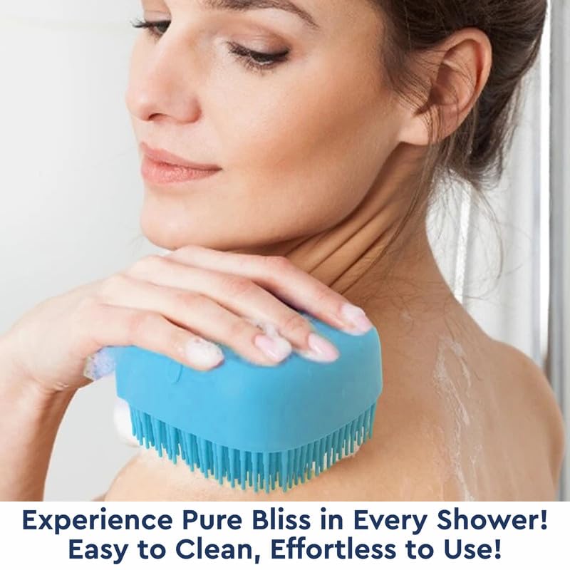 Scrubbing Soft Silicone Bath Brush- With Gel Storage- Pack of 1