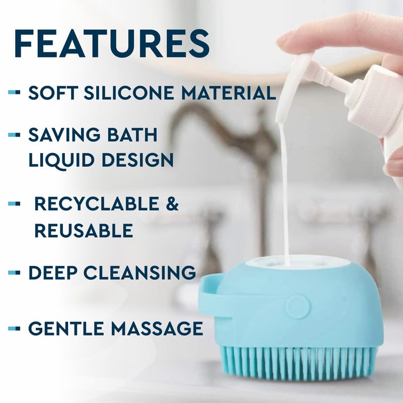 Scrubbing Soft Silicone Bath Brush- With Gel Storage- Pack of 1