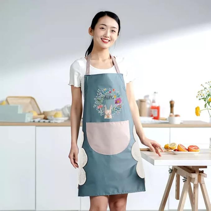 Kitchen Apron with Hand-Wiping, Waterproof & Big Front Pocket