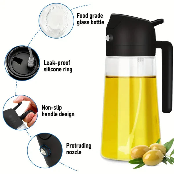Oil Sprayer and Dispenser Glass Multipurpose Jug with lock system (500 ML) .g