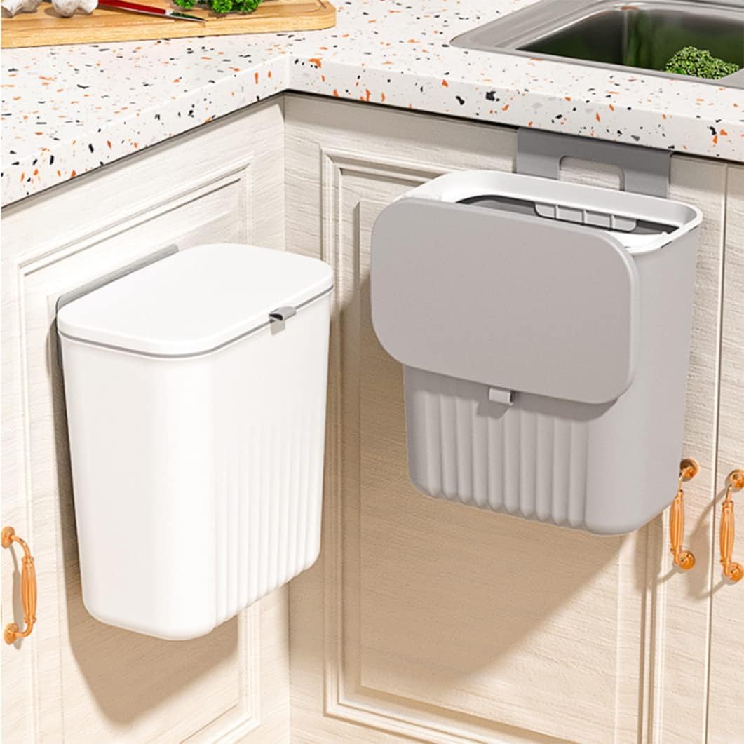 Multipurpose Hanging Garbage Bin – Kitchen Cabinet Door Trash Can with Lid (7L): f