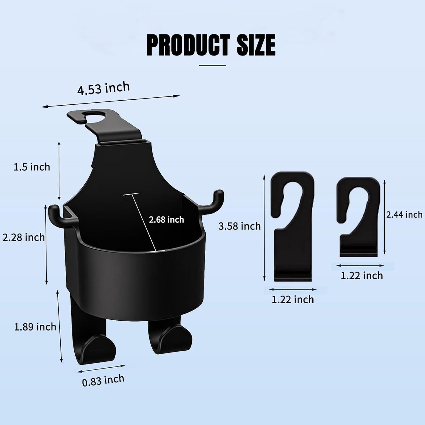 3-in-1 Car Seat Back Hook with Cup Holder (Set of 2); f