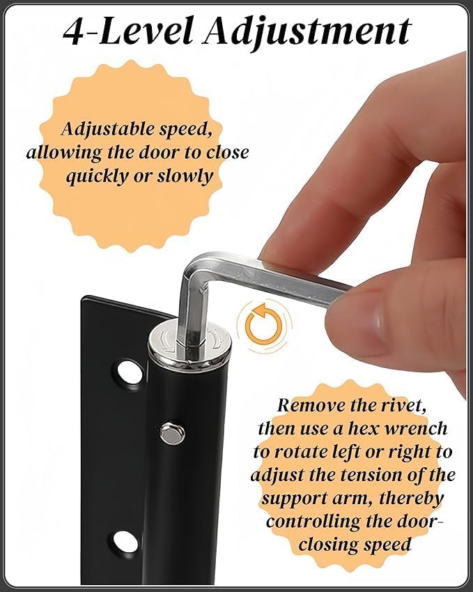 Automatic Spring Door Closer – Heavy Duty Adjustable Door Closer for Residential & Commercial Use;f