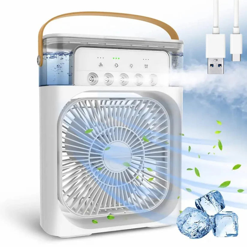 Portable 4-in-1 Mini Air Cooler Fan- With Water Spray