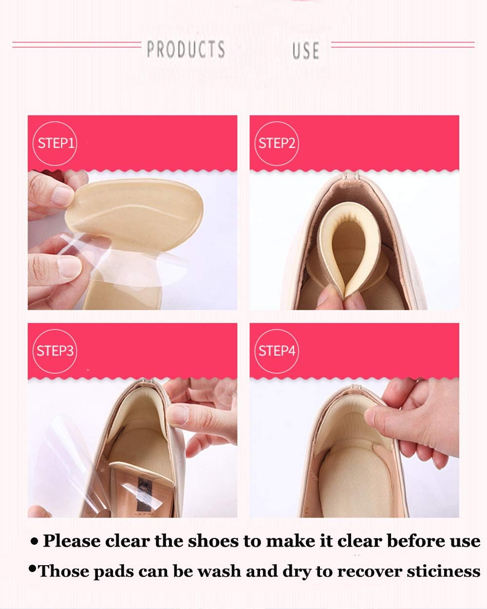 Heel Protector Pads- Stickable and Reusable- For Lose Shoes And Hurting Foot