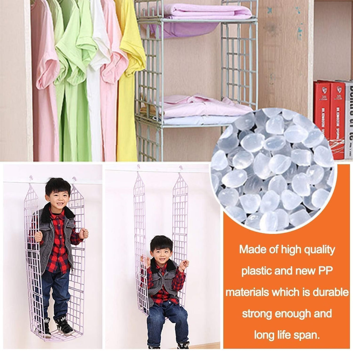 Foldable 5-Tier Clothes Storage Rack | Hanging Closet Organizer Shelf for Students, Home & Dorm Rooms :f