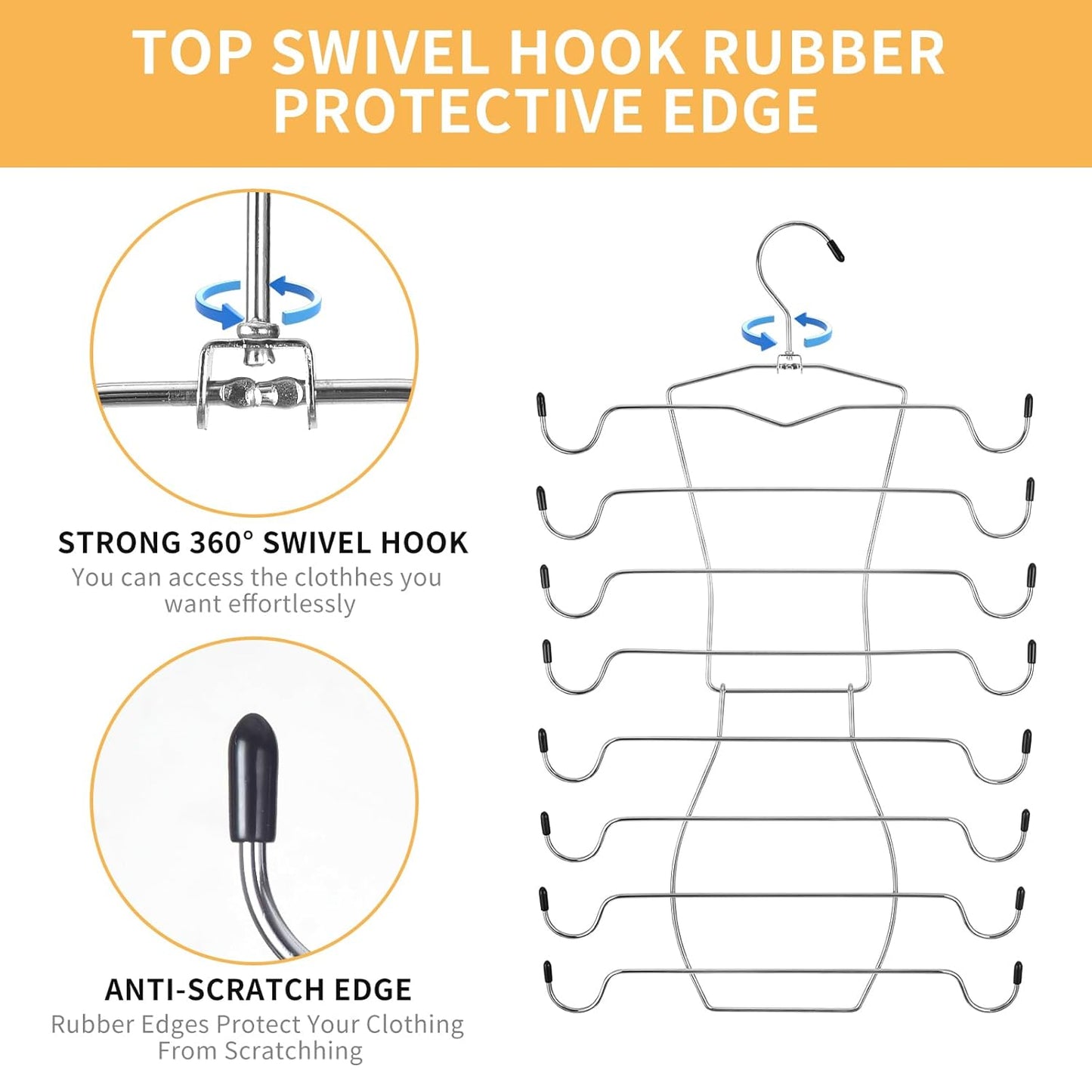 8 Layer Clothes Organizer steel Hanger – Perfect for Tank Tops, Bras & Scarves; f