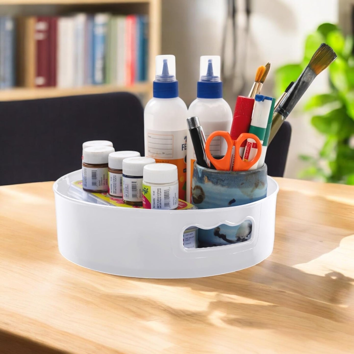 Space-Saving Rotating Organizer Tray (360°) – Easy-Access Kitchen, Pantry & Fridge Storage Solution (White): f