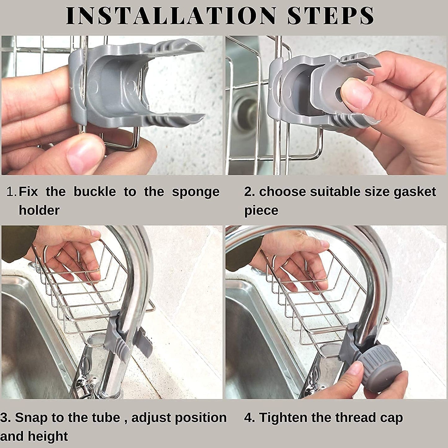 Kitchen Steel Sink Organizer - Get Free 3 Non-Scratch Dish Wash Cloth (worth 199/-)