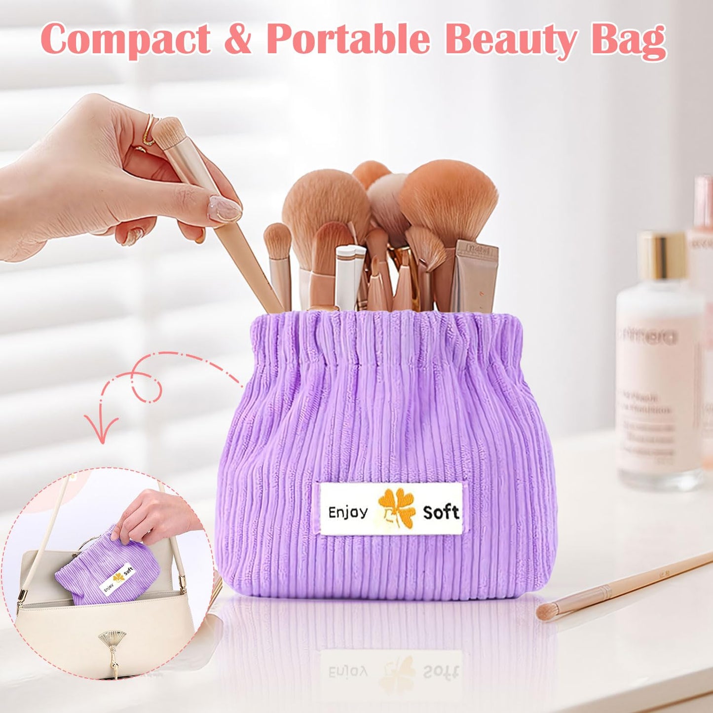 Stylish Corduroy Elastic Mini Organizer Pouch – Compact & Versatile Storage Solution -Pack of 3 .g