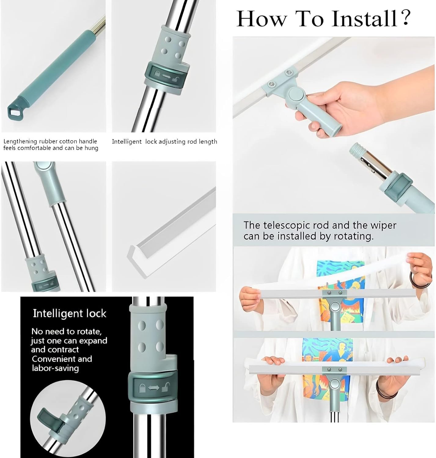 180° Rotating Multipurpose Silicone Blade Wiper-.g