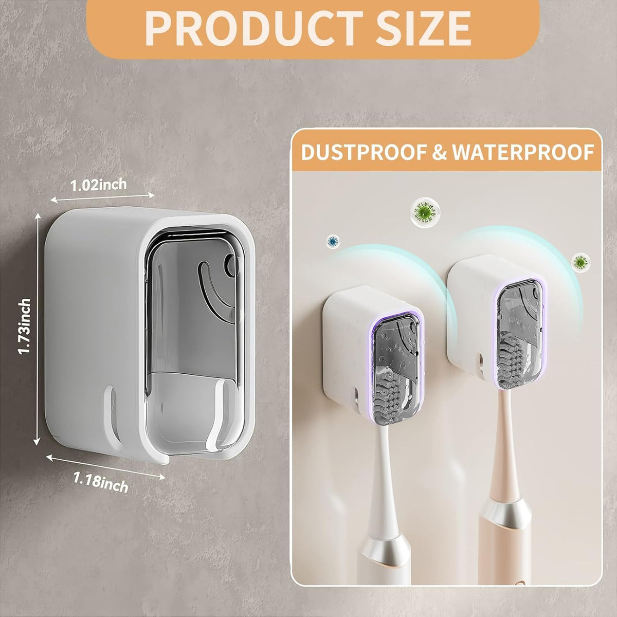 Wall Mounted Toothbrush Holder with Flip Cover | Single Slot Toothbrush Organizer :f
