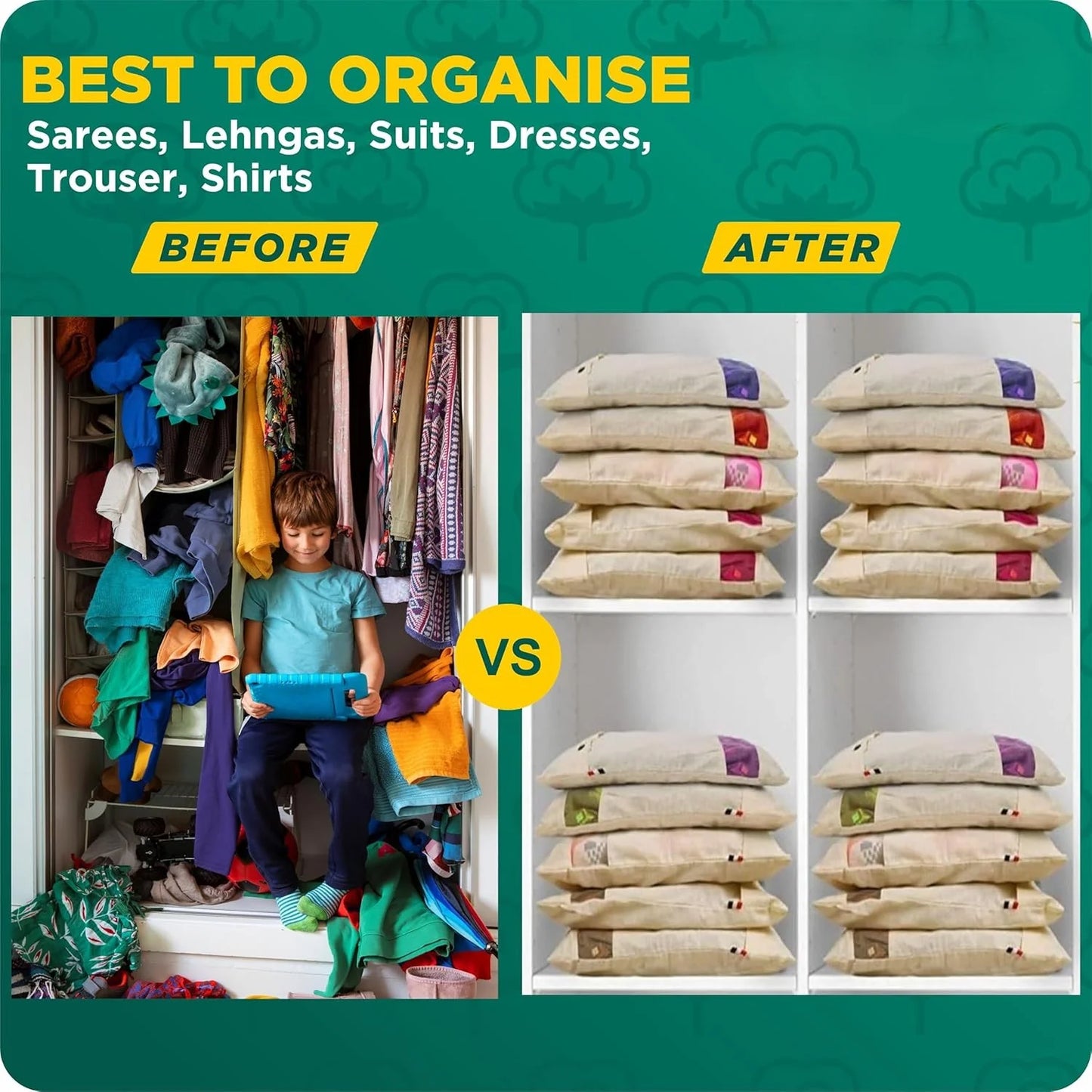 Premium Cotton Saree Covers with ZIP Lock-.g