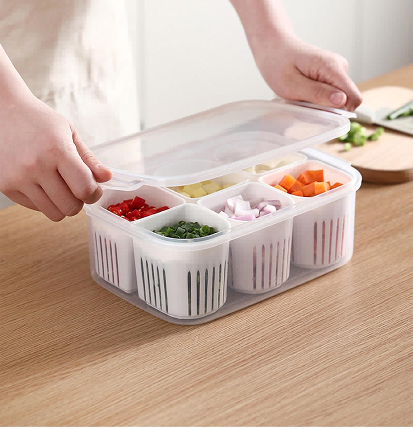 6 Section Fridge/kitchen Storage Container- Maintains Freshness g