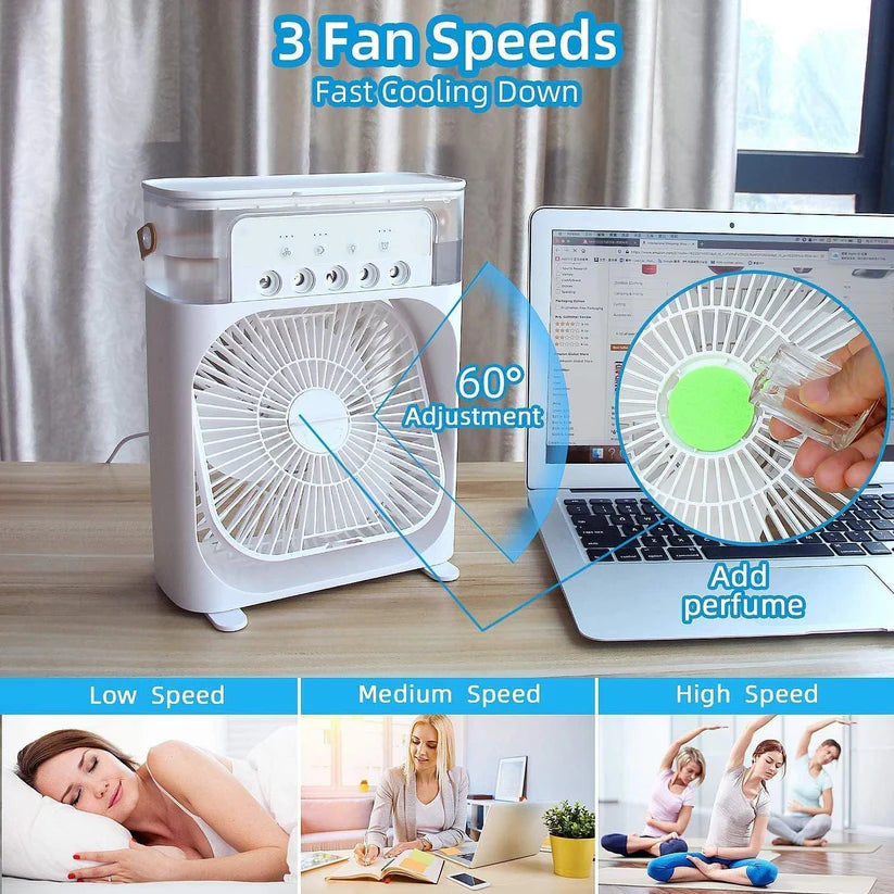 Portable 4-in-1 Mini Air Cooler Fan- With Water Spray