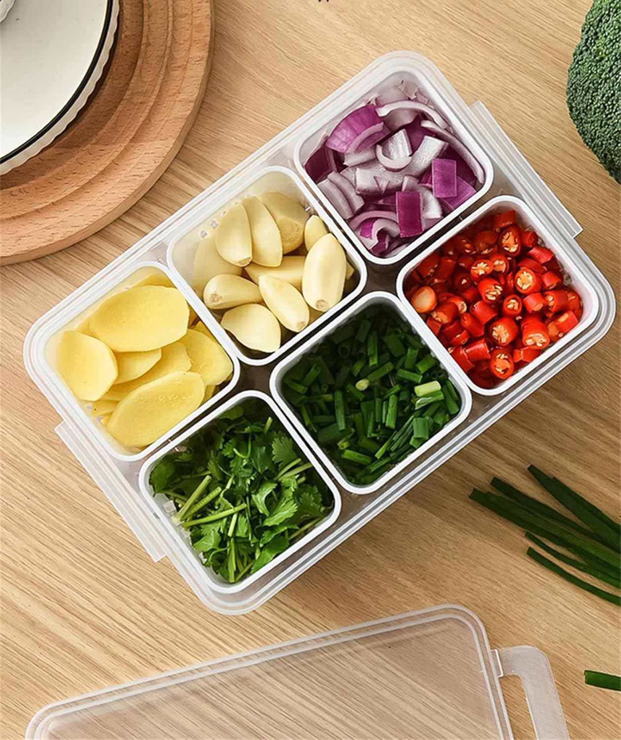 6 Section Fridge/kitchen Storage Container- Maintains Freshness g