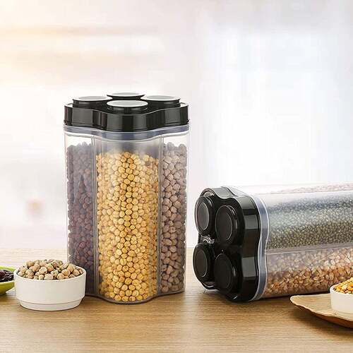 4 Section Transparent Storage Container with Lid | Multi-Purpose Organizer Box for Snacks, Dry Fruits, Spices & Kitchen Essentials: f