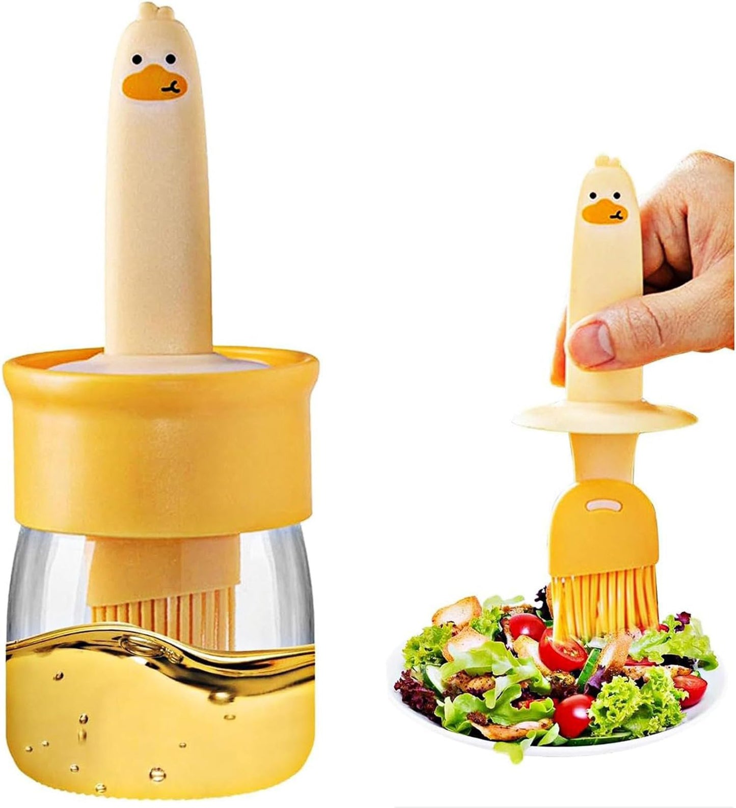 Cute Duck Silicone Oil Glass Jar- 2 in 1 (Buy 1 Get 1 Free)