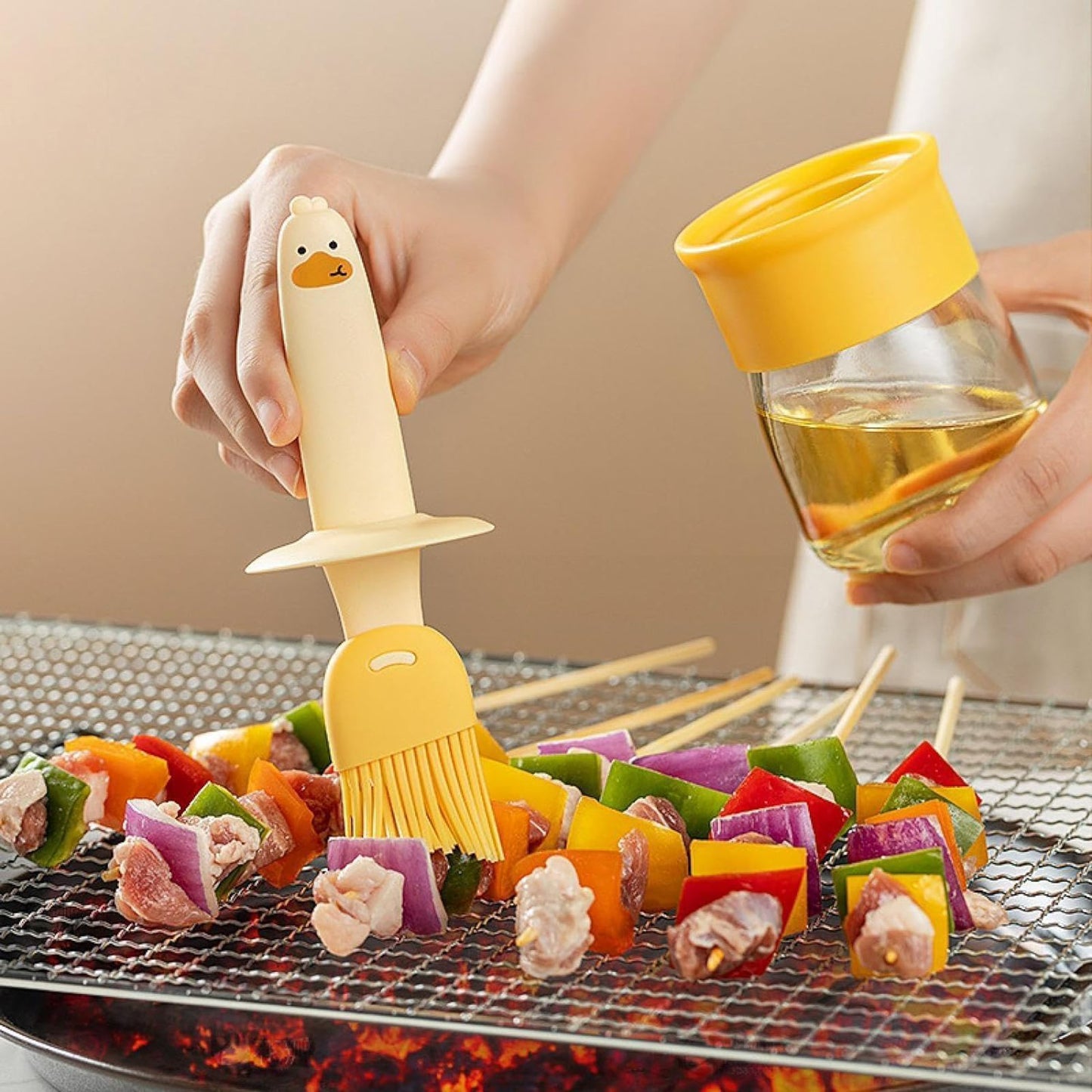 Cute Duck Silicone Oil Glass Jar- 2 in 1 (Buy 1 Get 1 Free)
