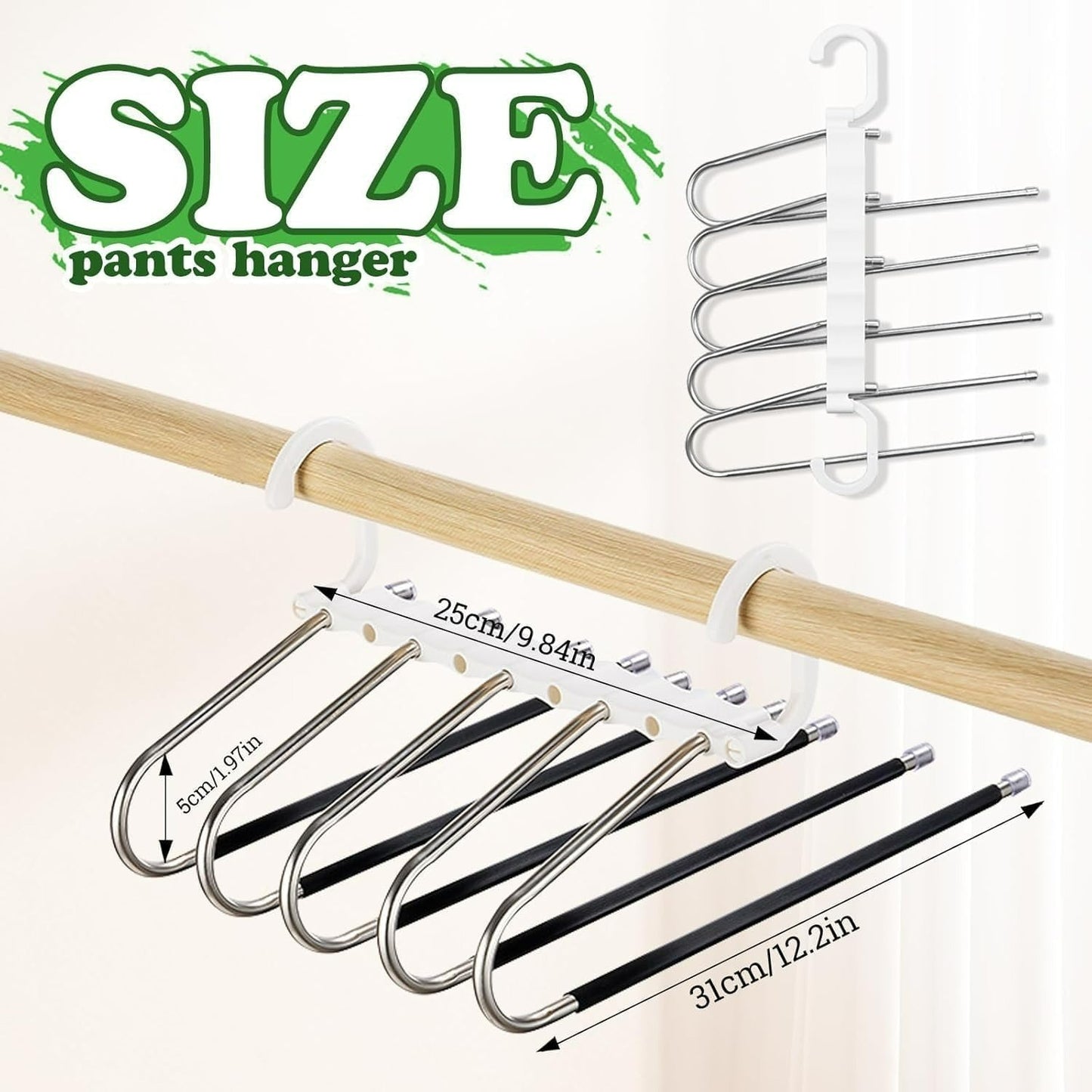 5-in-1 Foldable Steel Clothes Hanger –Space Saving Multi-Layer Organizer for Wardrobe; g