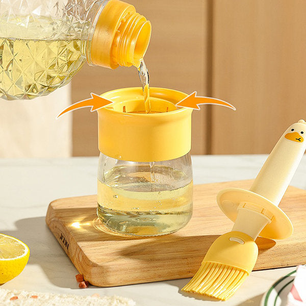 Cute Duck Silicone Oil Glass Jar- 2 in 1 (Buy 1 Get 1 Free)
