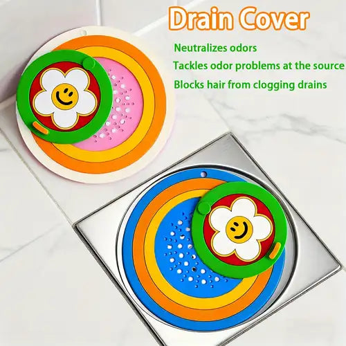 Premium 2-in-1 Silicone Drain Cover – Hair Catcher, Stopper & Odor/Insect Blocker for Bathroom & Kitchen (Pack of 2): f