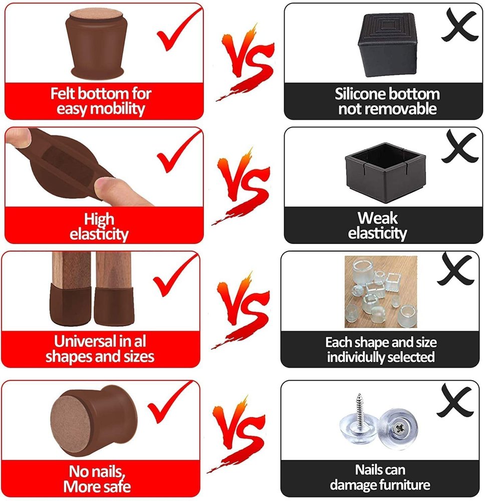 Furniture Leg Caps- Easy movement & No more floor scratches.g