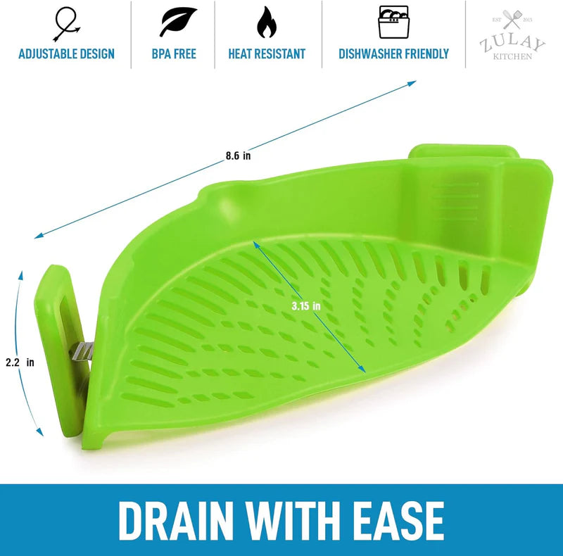 Clip-n-Strain Silicone Pot Strainer/Colander