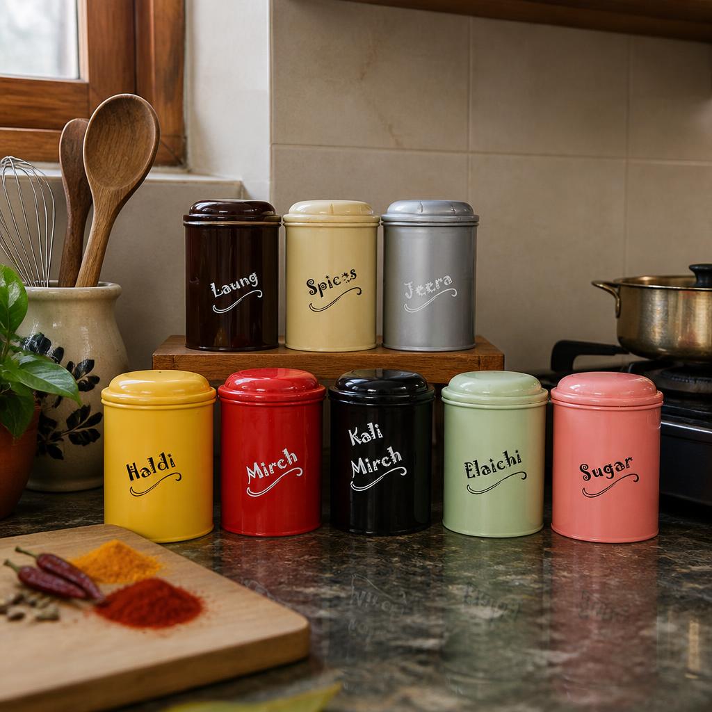 8-Piece Spice Jar Set (300ml Each) – BPA-Free Plastic Kitchen Storage Containers for Sugar & Spices: g