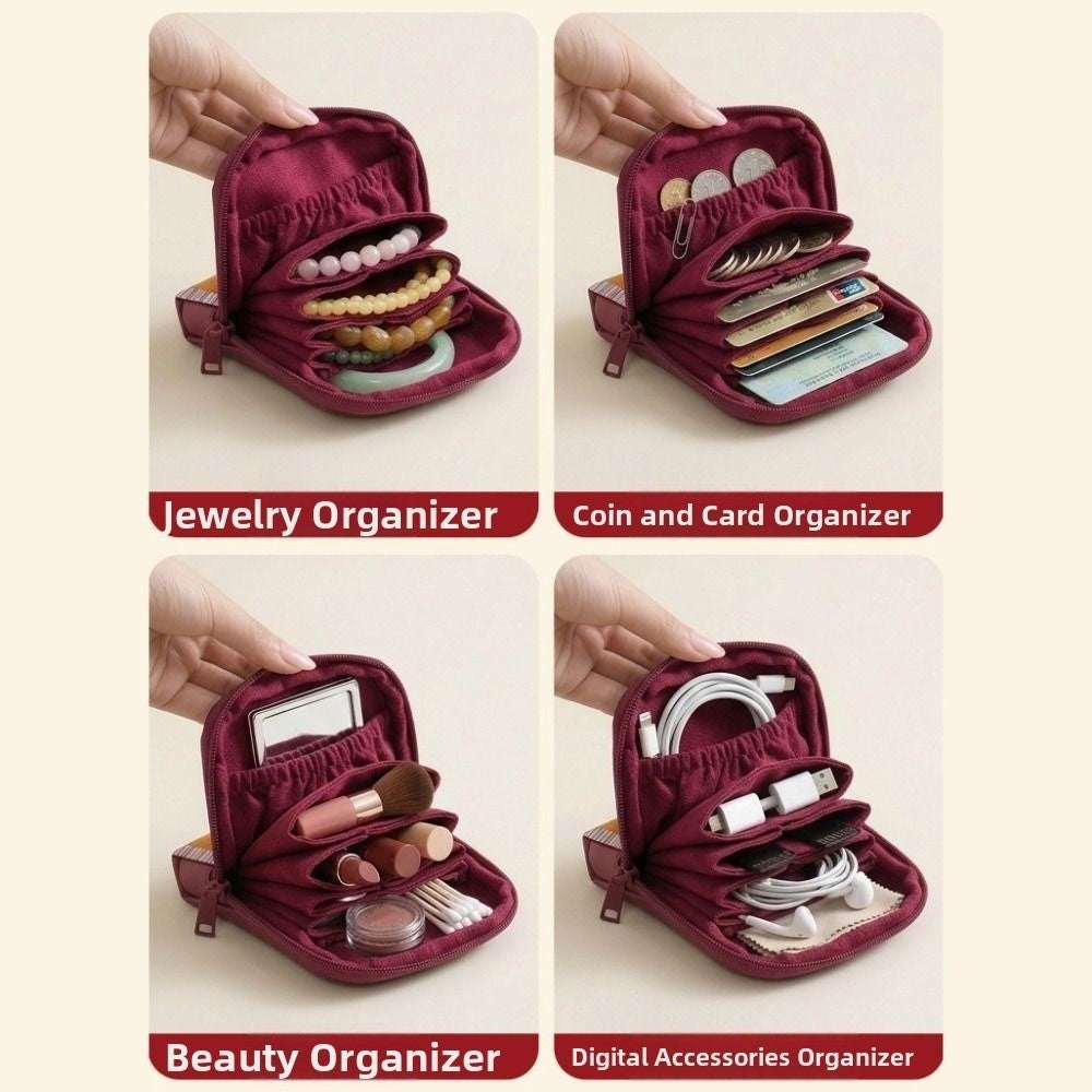 Portable Jewelry Organizer Bag for Travel – Multi-Compartment Jewelry Storage Case for Women & Girls :f