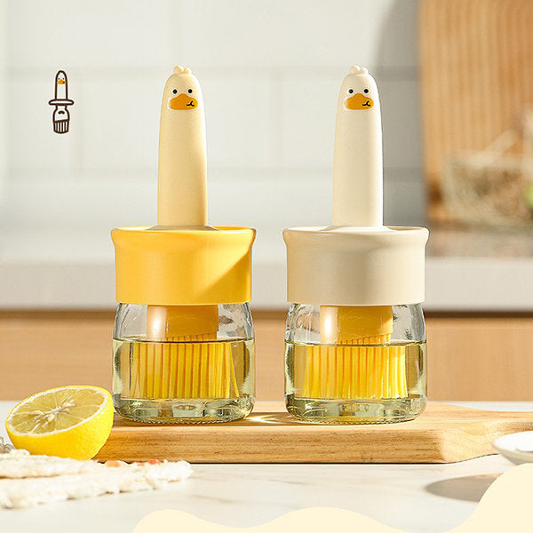 Cute Duck Silicone Oil Glass Jar- 2 in 1 (Buy 1 Get 1 Free)