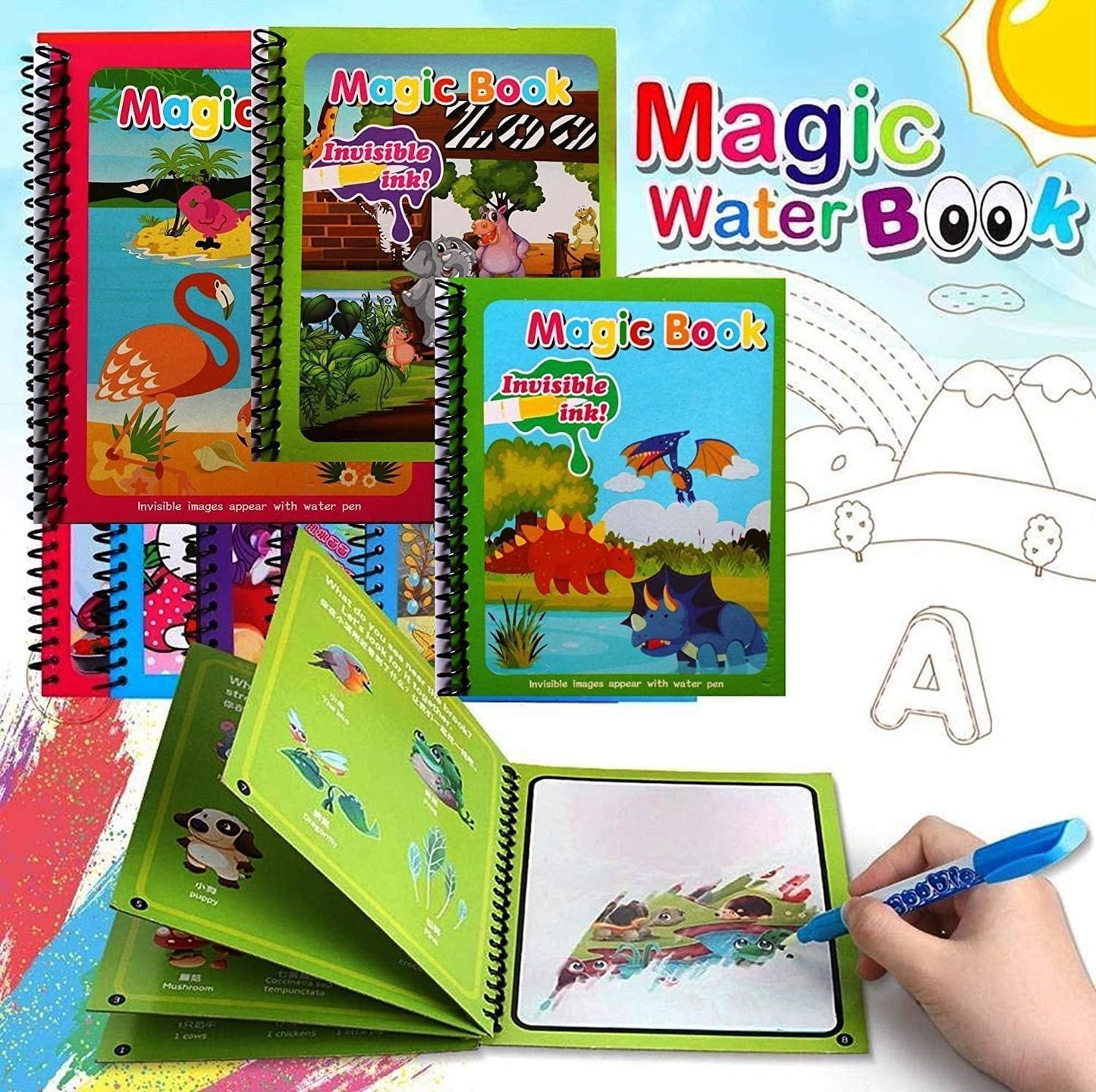 Reusable Magic Water Quick Dry Book- (Pack Of 4 Books)