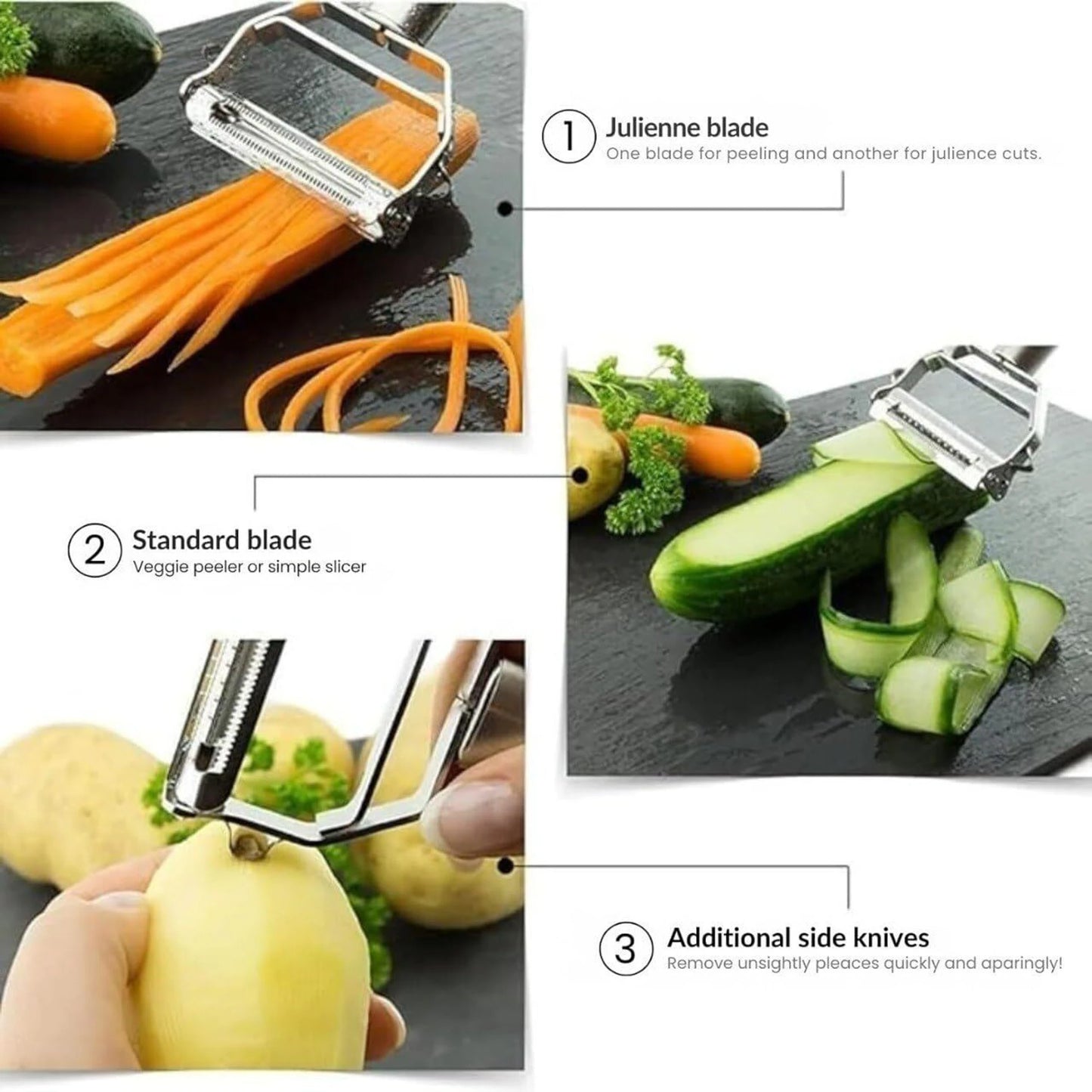 Multipurpose Stainless Steel Vegetable Peeler – Julienne Cutter & Slicer Tool: f