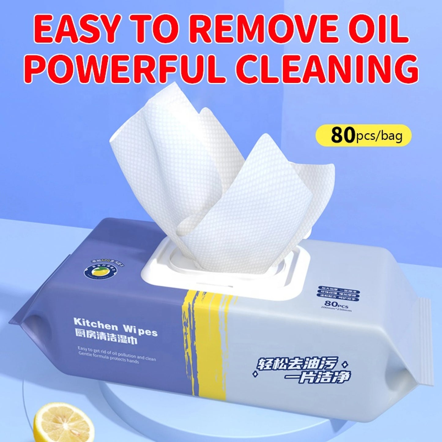 Multipurpose Cleaning Wet Wipes for Kitchen & Home – Tough on Grease, Easy to Use; g