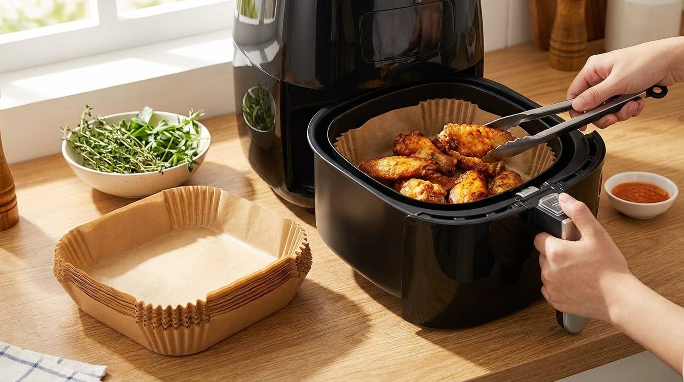 Air Fryer & Oven Paper Liners (100 Pcs) Food grade – Oil-Proof Disposable Parchment Sheets; f