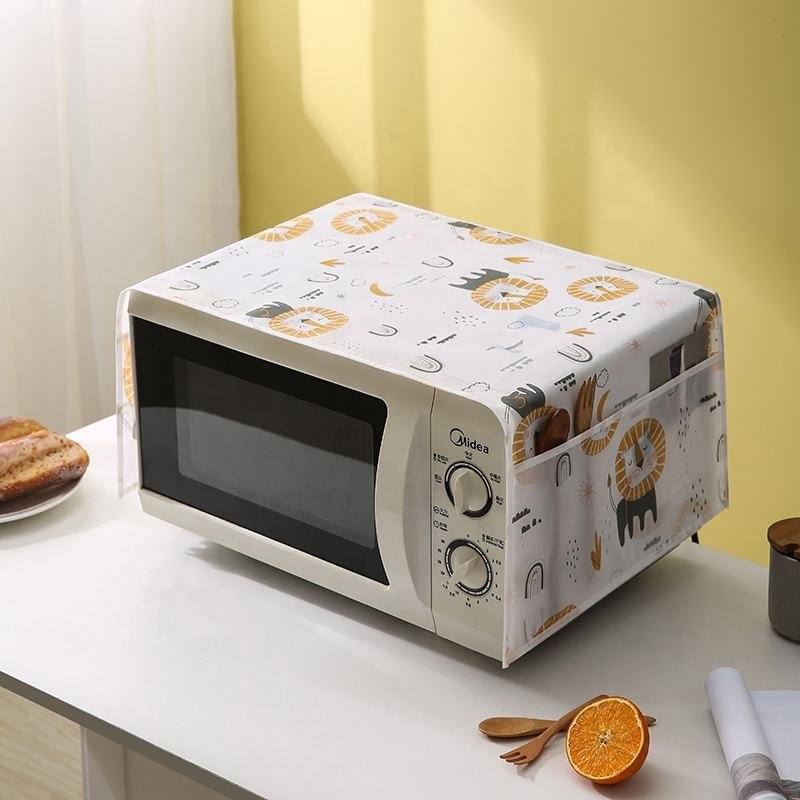 Waterproof & Dustproof Microwave Oven Cover with Side Storage Pockets: f