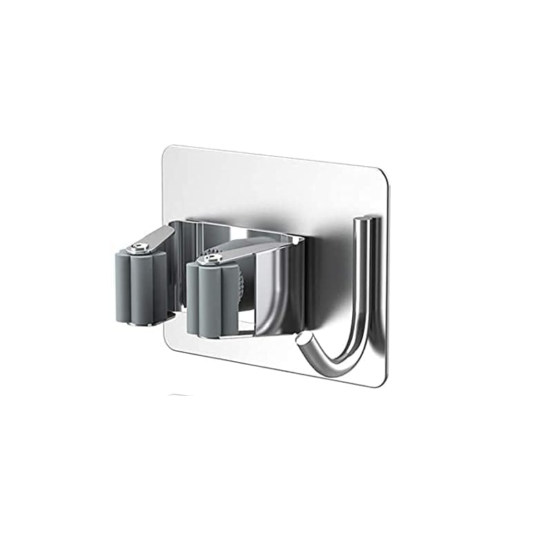 Self-Adhesive Mop and Broom Hanger – Stainless Steel Cleaning Accessories Organizer :f