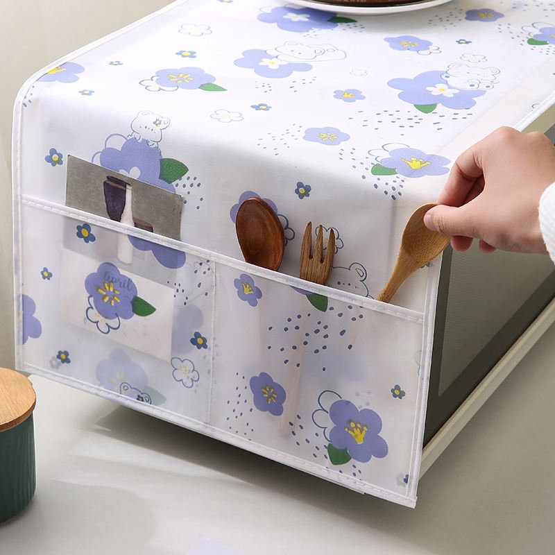 Waterproof & Dustproof Microwave Oven Cover with Side Storage Pockets: f
