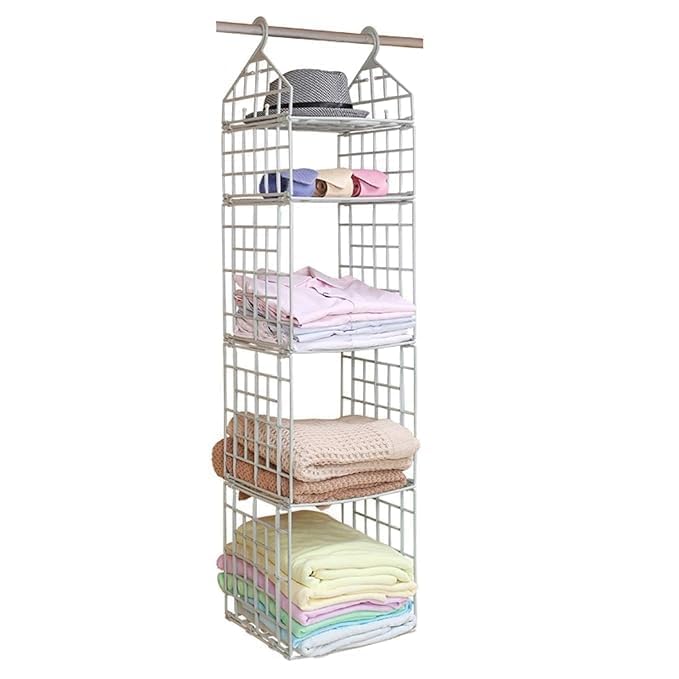 Foldable 5-Tier Clothes Storage Rack | Hanging Closet Organizer Shelf for Students, Home & Dorm Rooms :f