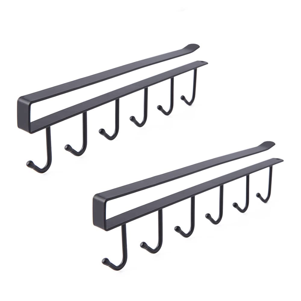 Under-Shelf 6-Hook Mug & Cup Holder Rack (pack of 2)– Space-Saving Kitchen Cabinet Organizer,g