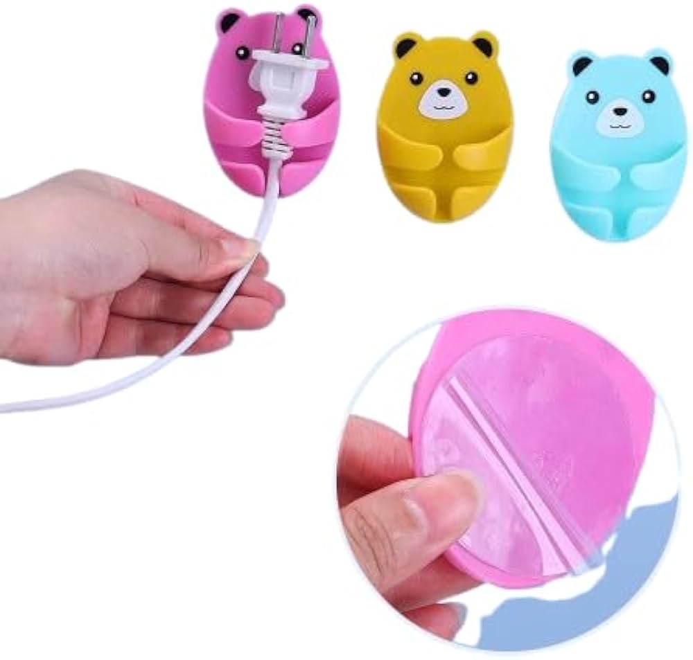 Cute Bear Cable Management Clips – Wall Mount Charger & Wire Holder: f