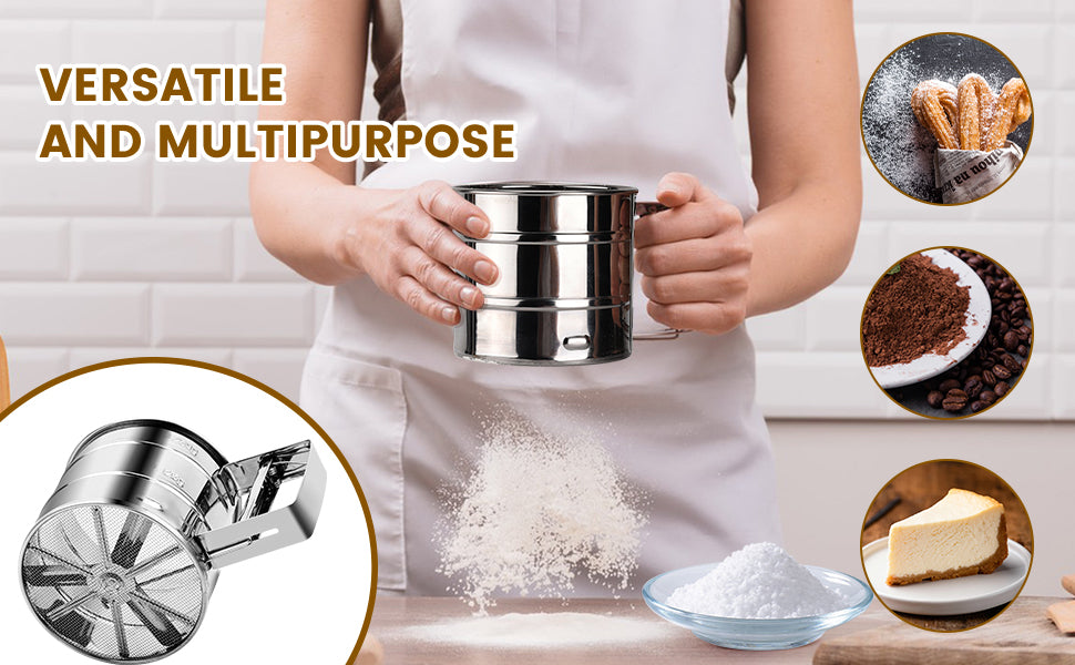 Steel Manual Flour Sifter – Clean, Quick & Efficient Sieving-.g